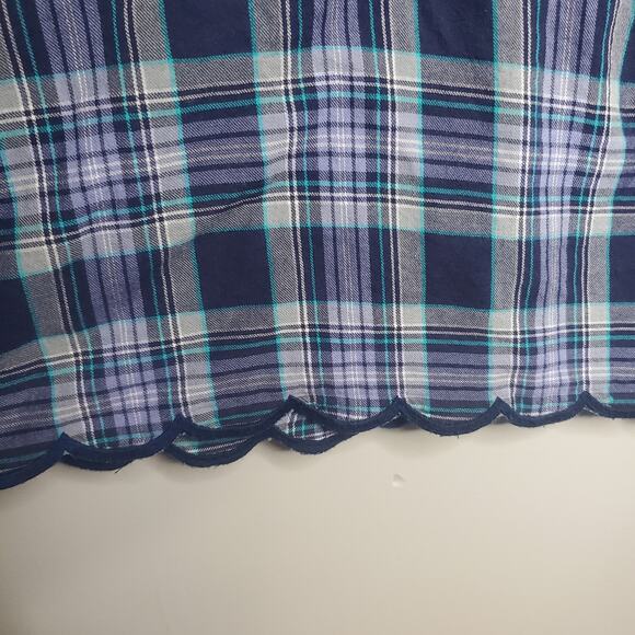 Talbots Plaid Floral Embroidery Scallop Hem Pullover Blouse Plus Size 2X Purple - Picture 5 of 14